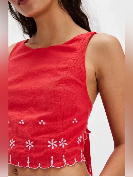 Free People Tops - BNWOT FREE PEOPLE KAYLA SOLID EMBROIDERED TOP MEDIUM
